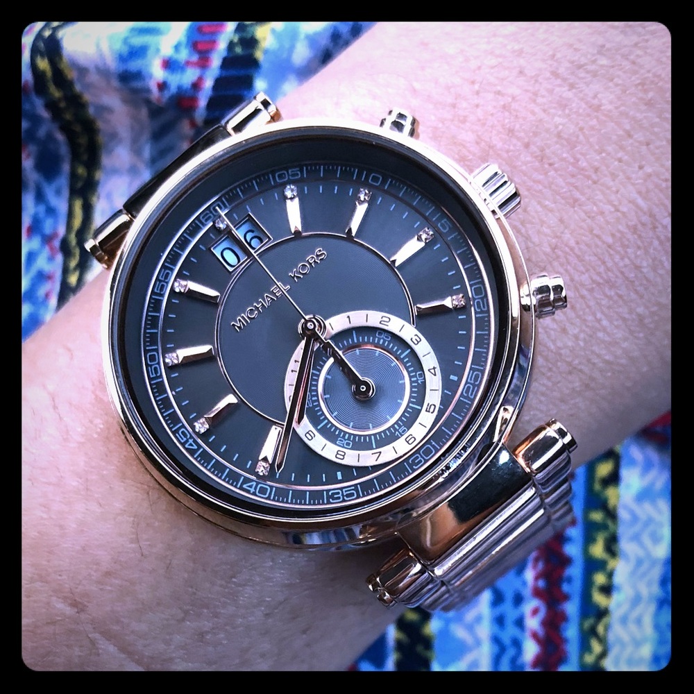 Michael Kors Sawyer rose gold watch 38mm dial size